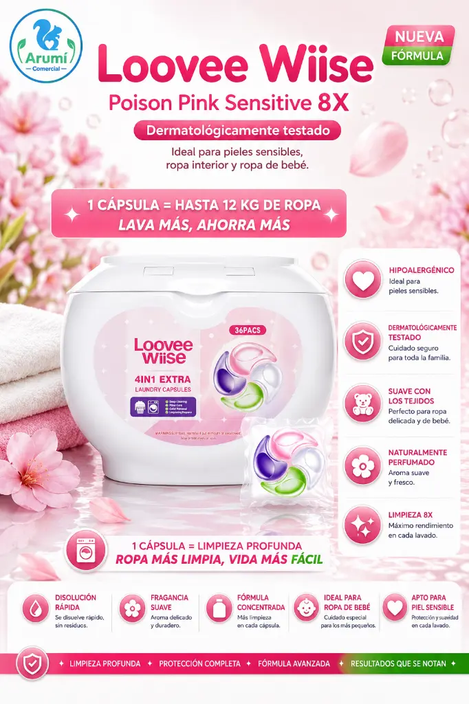 Loovee wiise Poison 4in1 36 laundry pods pink.webp