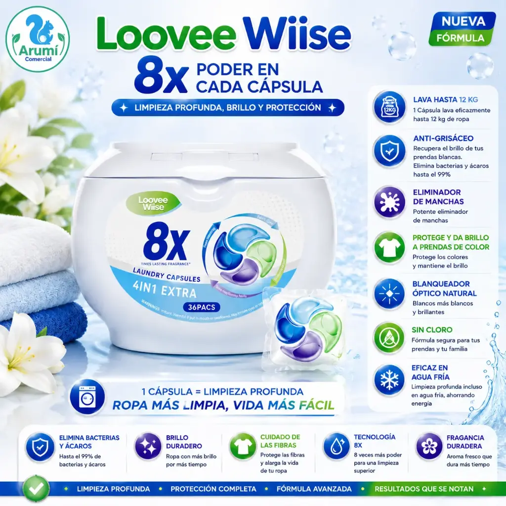 Loovee wiise 8X, 4in1, 36 EcoCaps fragancia Sandhill 