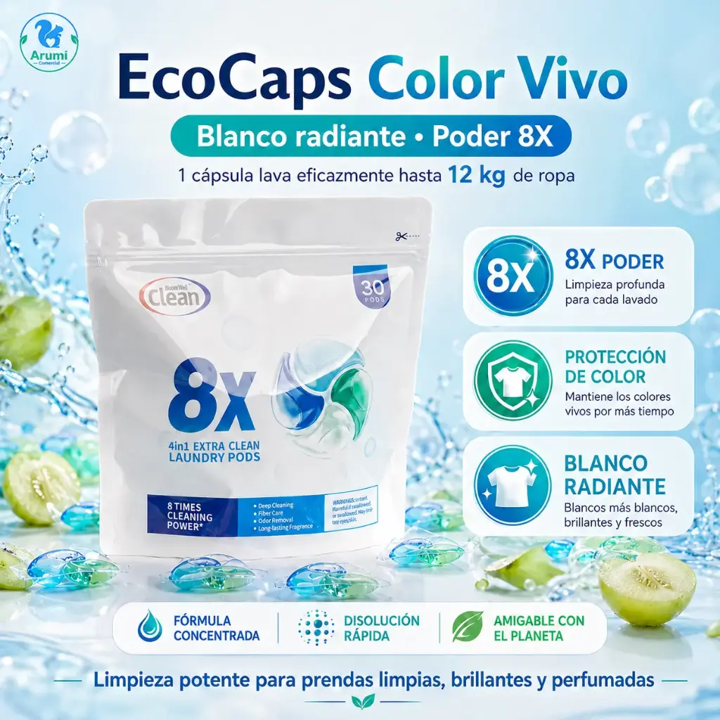 Loovee Wiise 8X  4 in 1- 30 Ecocaps- Fragancia Green Fruit