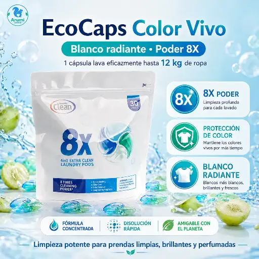 [Green Fruit] Loovee Wiise 8X  4 in 1- 30 Ecocaps- Fragancia Green Fruit